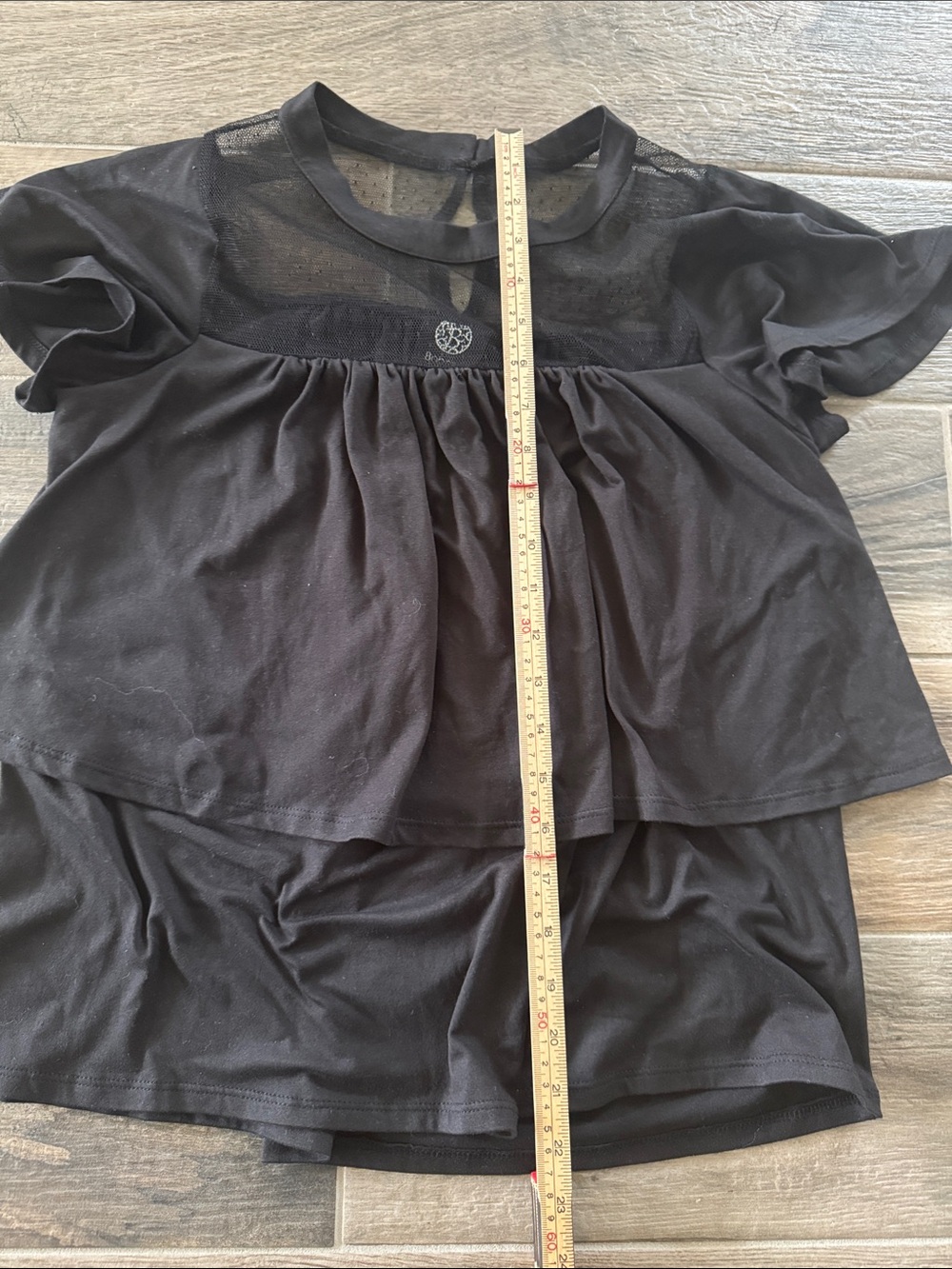 bobeau Black Sheer Yoke Layered Short Sleeve Tunic - Picture 5 of 5